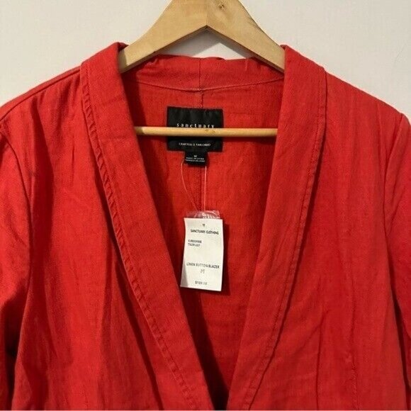Sanctuary Red Tigerlily Linen Button Blaze Women’s Size Medium NWT - Picture 4 of 11